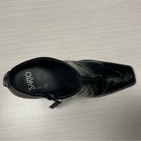 Franco Sarto Black Croc-Embossed Ankle Boots - Picture 3 of 6